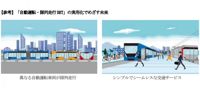 【話題・自動運転】次世代モビリティ、異なる自動運転車両が隊列走行するBRT開発へ