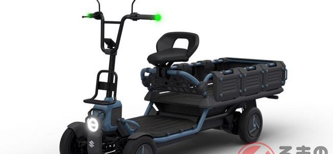 【話題・次世代モビリティ】まるで”ミニ軽トラ”!? スズキの「斬新”1人乗り”マシン」がスゴい！ 免許不要で高齢者にもちょうど …